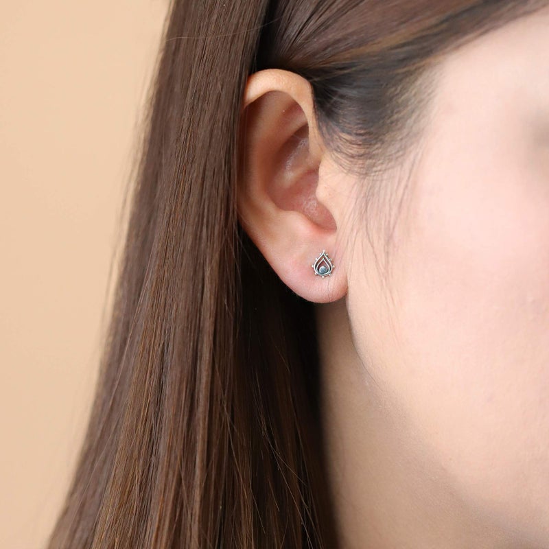 Boma Jewelry Sterling Silver Balinese Tribal Boho Teardrop Stud Earrings - Image 3
